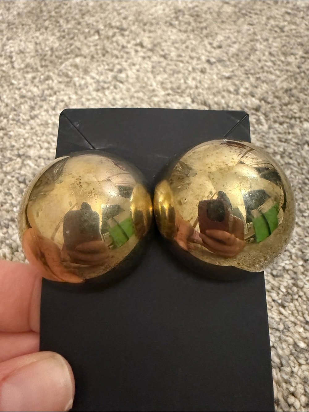 Gold Tone Dome Statement Earrings Women’s Jewelry - Picture 6 of 8